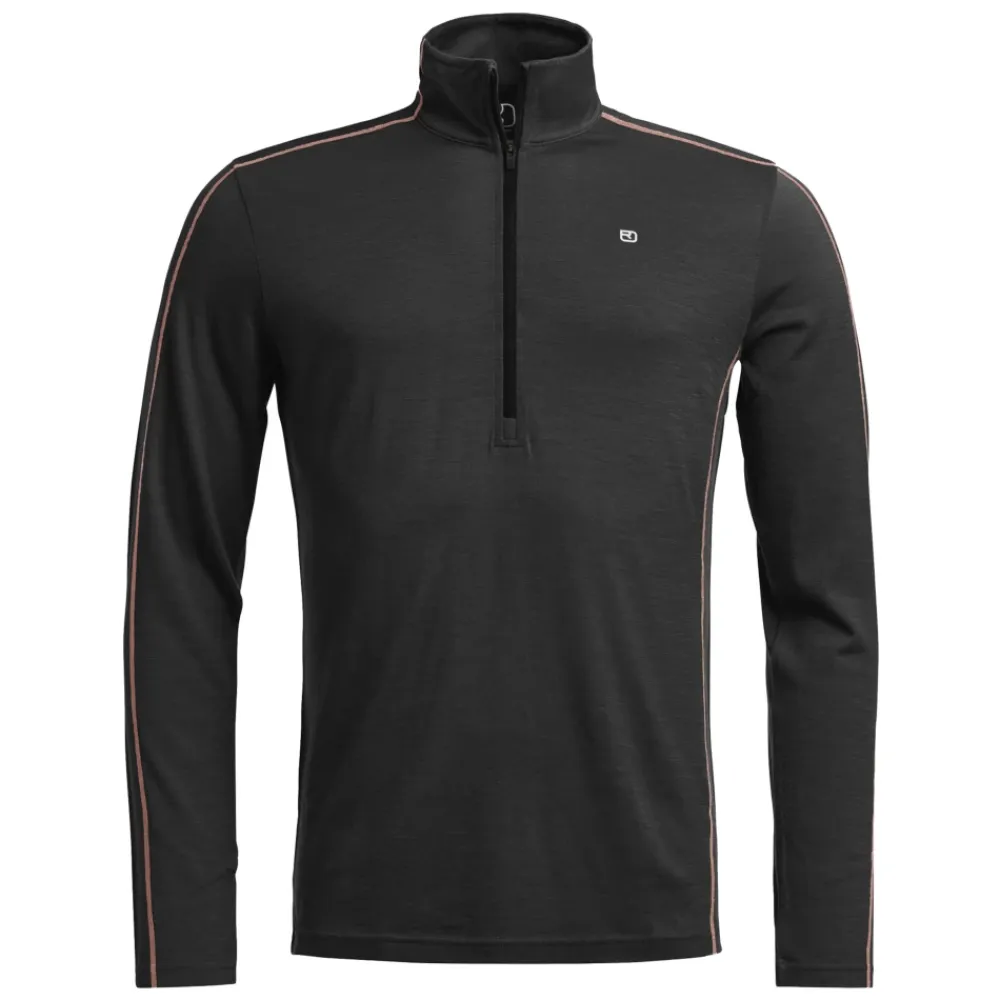 T-Shirts & Toppe|Træningstrøjer<ORTOVOX 185 Rock'N'Wool Zip Neck Sort