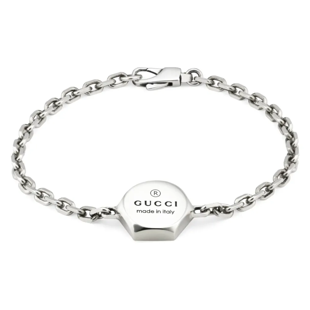Smykker^Gucci 925 sterlingsølv armbånd med varemærke charm Grå