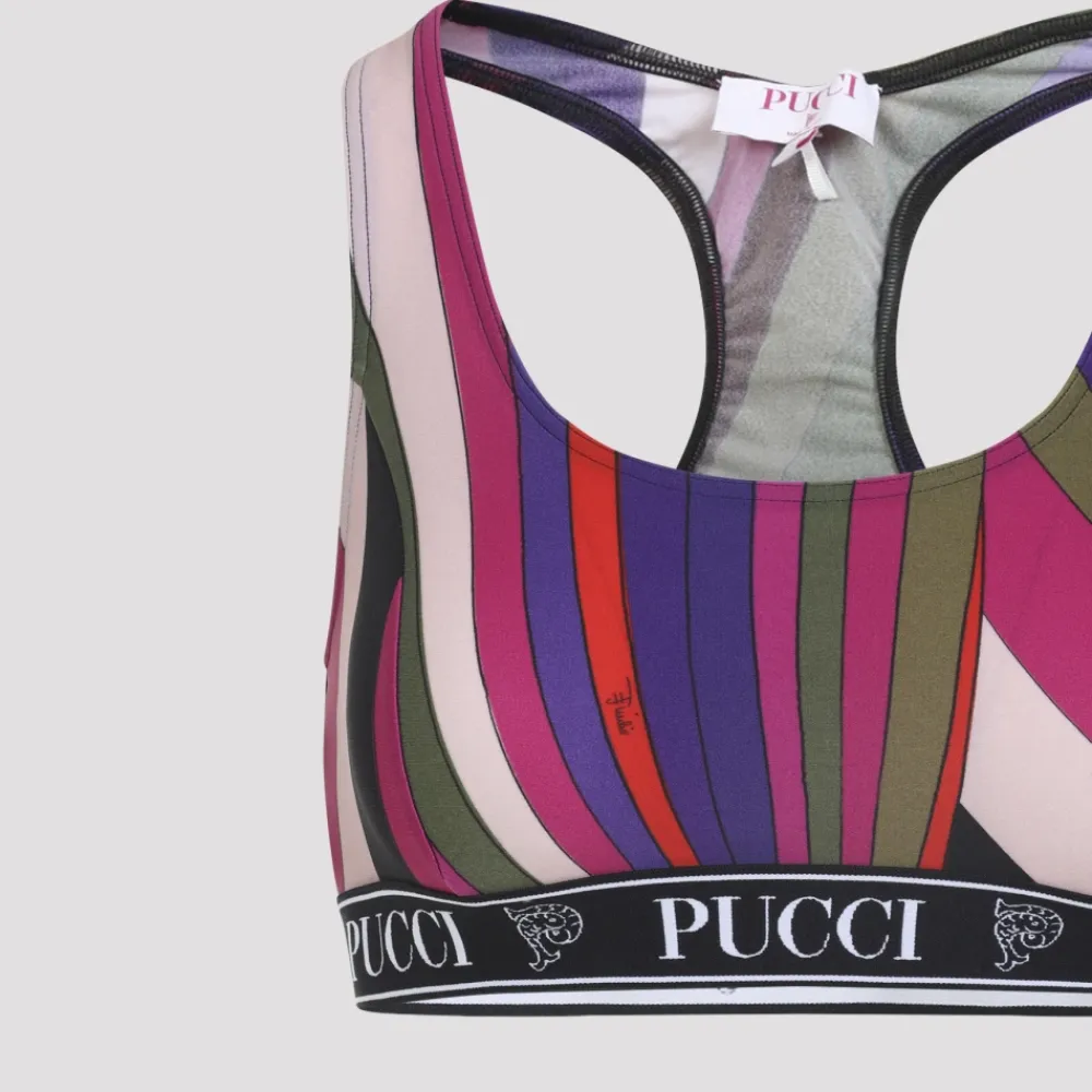 T-Shirts & Toppe<Pucci Abstract Stripe Racerback Sports BH Multifarvet