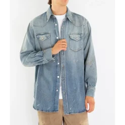 Skjorter<Acne Studios Afslappet Fit Denim Skjorte Blå