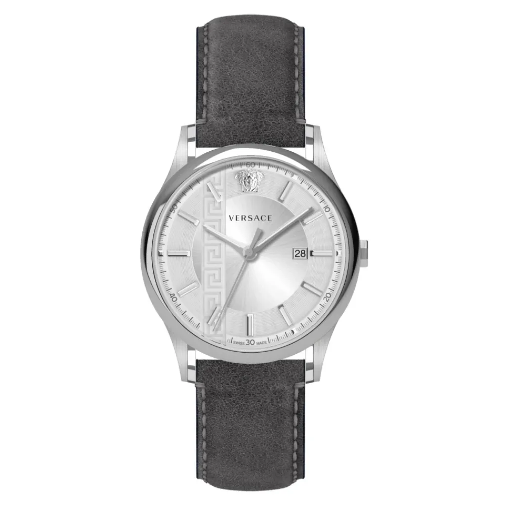 Ure<Versace Aiakos Swiss Made Ur med Greca Mønster Grå
