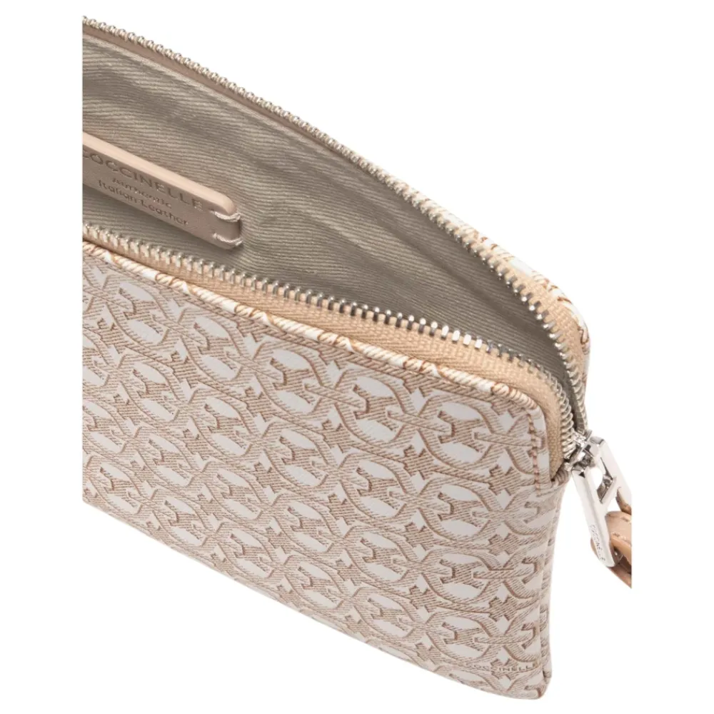 Clutch^Coccinelle Alias Coated Monogram Beige