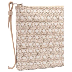 Clutch^Coccinelle Alias Coated Monogram Beige