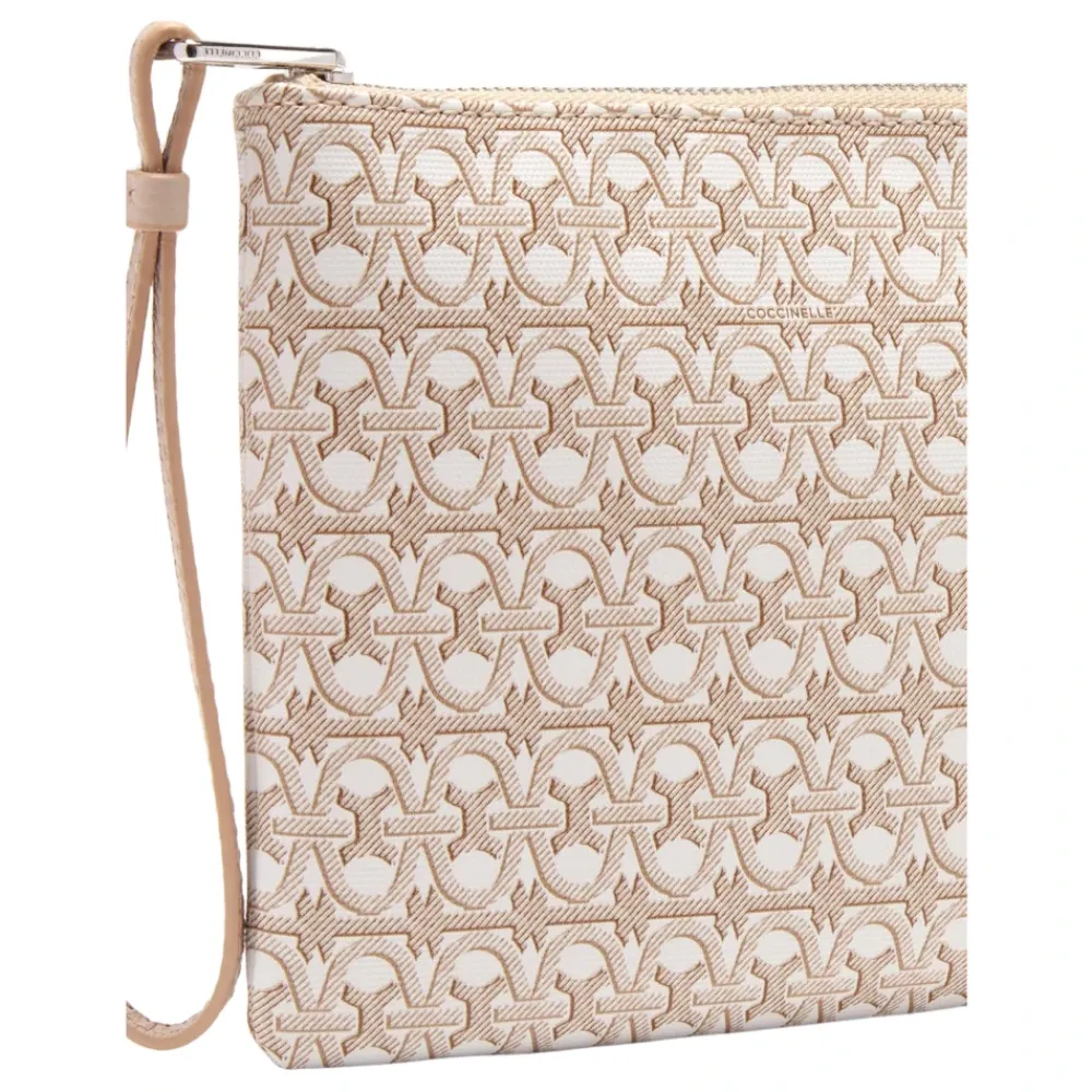 Clutch^Coccinelle Alias Coated Monogram Beige