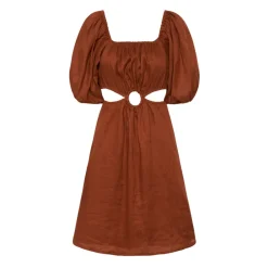 Kjoler<Faithfull the brand Almero Cut-Out Linen Mini Dress Orange