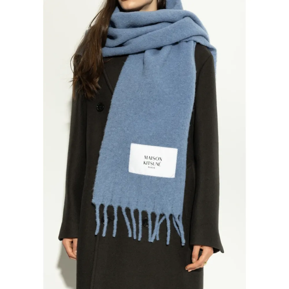 Halstørklæder Og Tørklæder<Maison Kitsuné Alpaca Scarf Blå