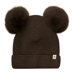 Huer & Kasketter^Huttelihut Alpaka Pompom Strikket Hat Mørke Brun