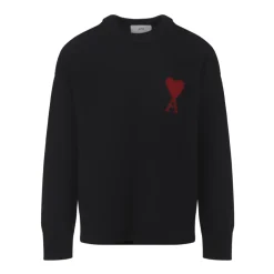 Strik<Ami Paris Ami De Coeur Crewneck Sweater Sort