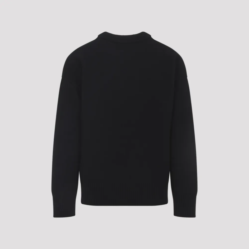 Strik<Ami Paris Ami De Coeur Crewneck Sweater Sort