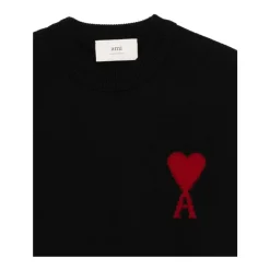 Strik<Ami Paris Ami De Coeur Crewneck Sweater Sort