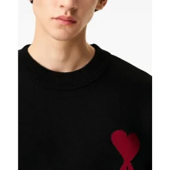 Strik<Ami Paris Ami De Coeur Crewneck Sweater Sort