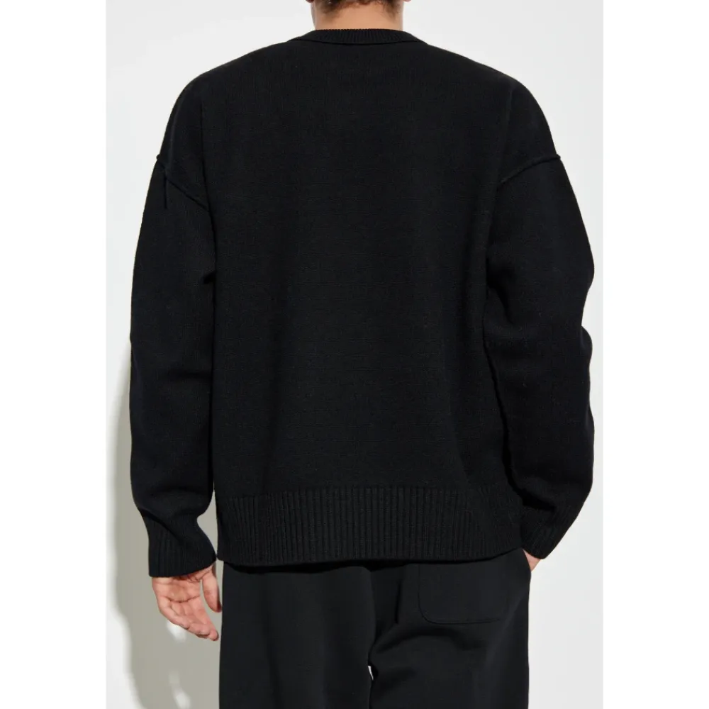 Strik<Ami Paris Ami De Coeur Crewneck Sweater Sort