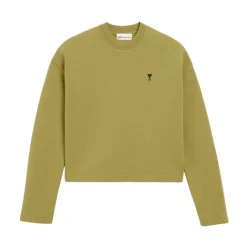 Sweatshirts|Striktrøjer & Sweatere^Ami Paris Ami de Coeur Cropped Sweatshirt Grøn