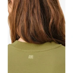 Sweatshirts|Striktrøjer & Sweatere^Ami Paris Ami de Coeur Cropped Sweatshirt Grøn