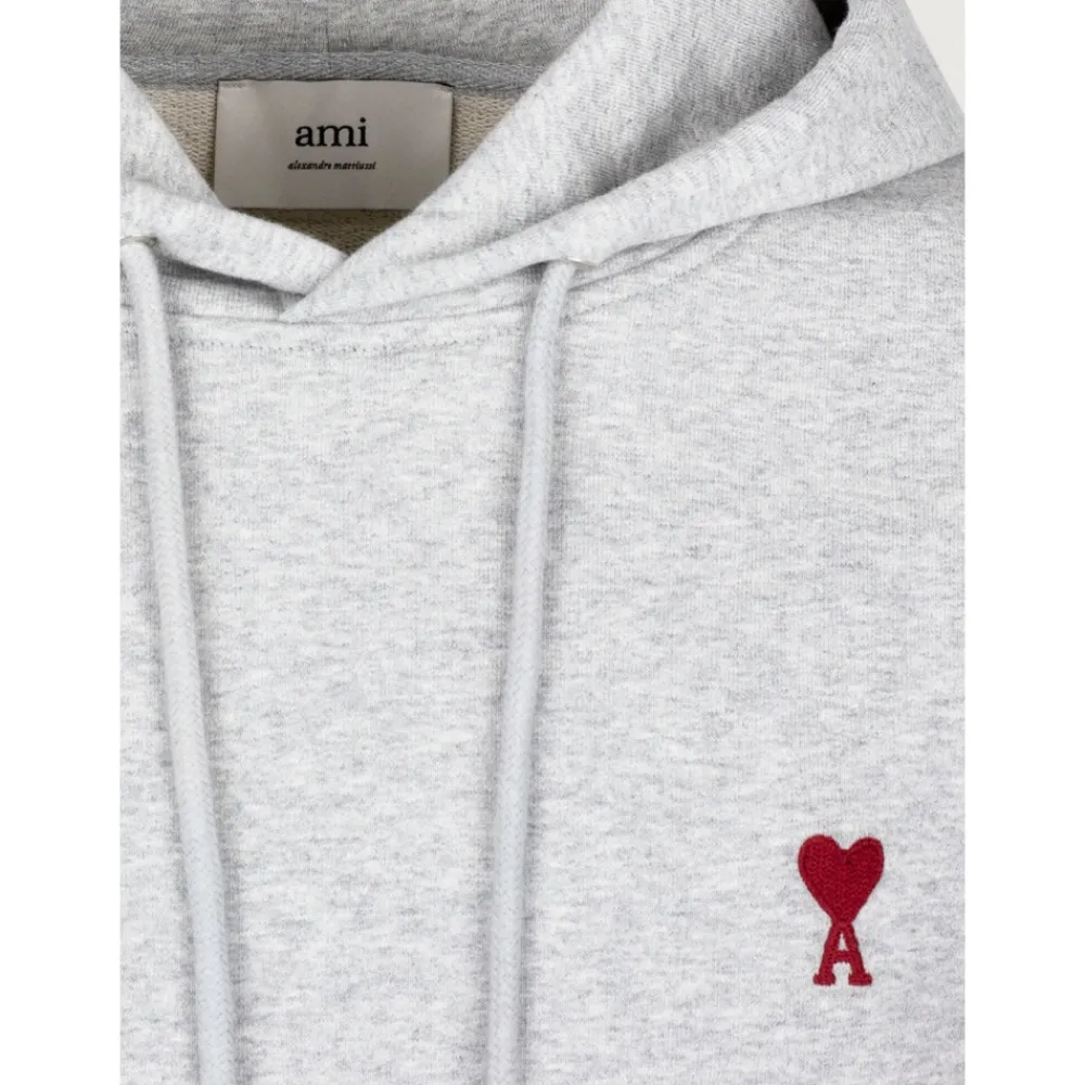 Trøjer<Ami Paris Ami De Coeur Hættetrøje Grå