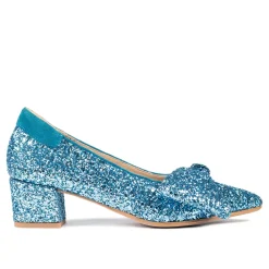 Pumps|Stiletter^Angulus - Pump Med Sløjfe, 1550 - Aqua Glitter / Aqua Blå