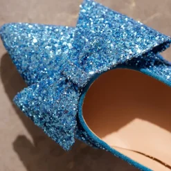 Pumps|Stiletter^Angulus - Pump Med Sløjfe, 1550 - Aqua Glitter / Aqua Blå