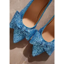 Pumps|Stiletter^Angulus - Pump Med Sløjfe, 1550 - Aqua Glitter / Aqua Blå