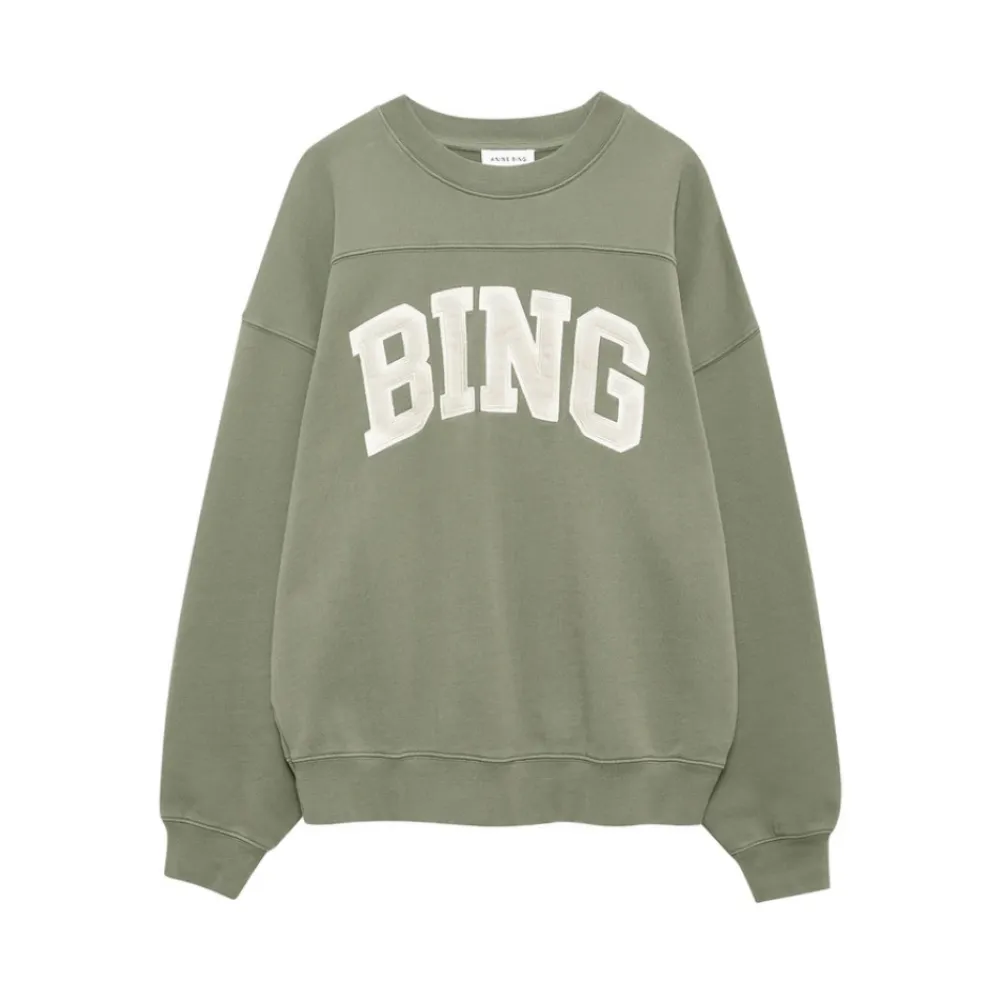 Sweatshirts^Anine Bing Appliqué Crew Neck Sweatshirt Grøn