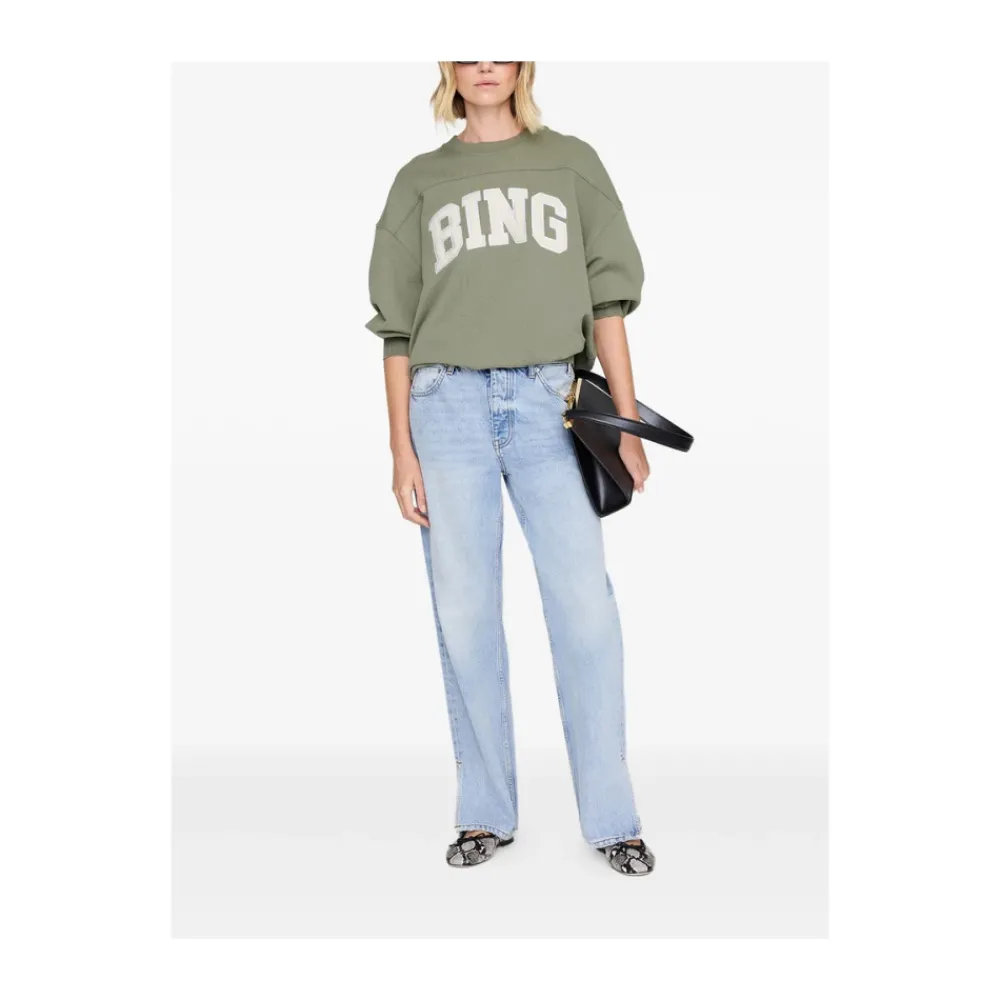 Sweatshirts^Anine Bing Appliqué Crew Neck Sweatshirt Grøn