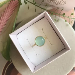 Smykker^Frk. Lisberg Aqua Chalcedon Sterlingsølv Ring Gul