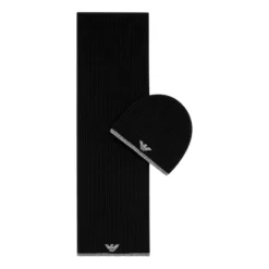 Halstørklæder Og Tørklæder^Emporio Armani Armani Hat og Tørklæde Sæt Sort