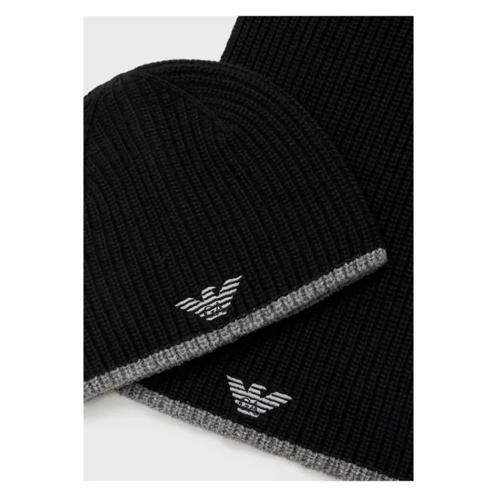 Halstørklæder Og Tørklæder^Emporio Armani Armani Hat og Tørklæde Sæt Sort