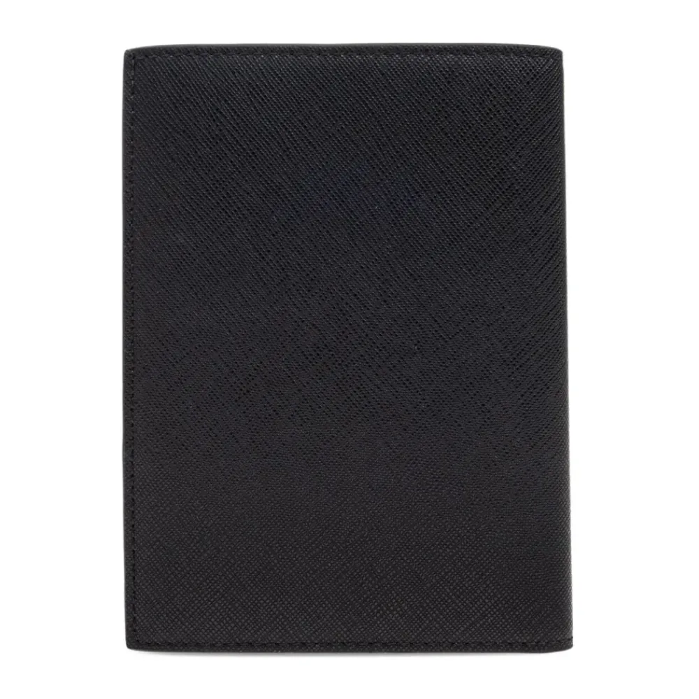 Punge & Kortholder^Emporio Armani ASV Regenerated Saffiano Leather Passport Holder with Eagle Plate Sort