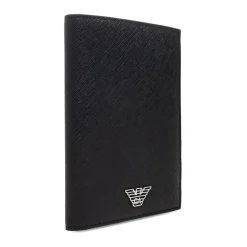 Punge & Kortholder^Emporio Armani ASV Regenerated Saffiano Leather Passport Holder with Eagle Plate Sort