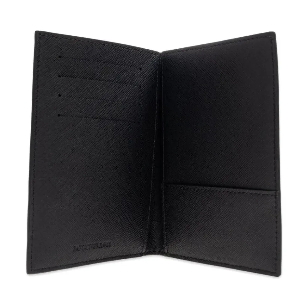 Punge & Kortholder^Emporio Armani ASV Regenerated Saffiano Leather Passport Holder with Eagle Plate Sort