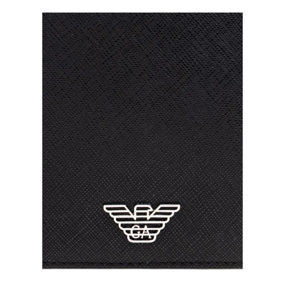 Punge & Kortholder^Emporio Armani ASV Regenerated Saffiano Leather Passport Holder with Eagle Plate Sort