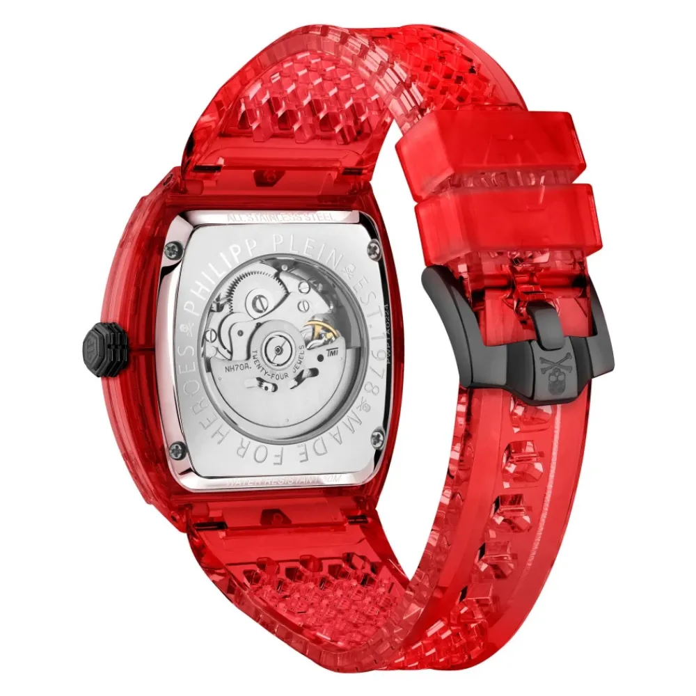 Ure^Philipp Plein Automatisk herreur The $keleton Crystal Rød
