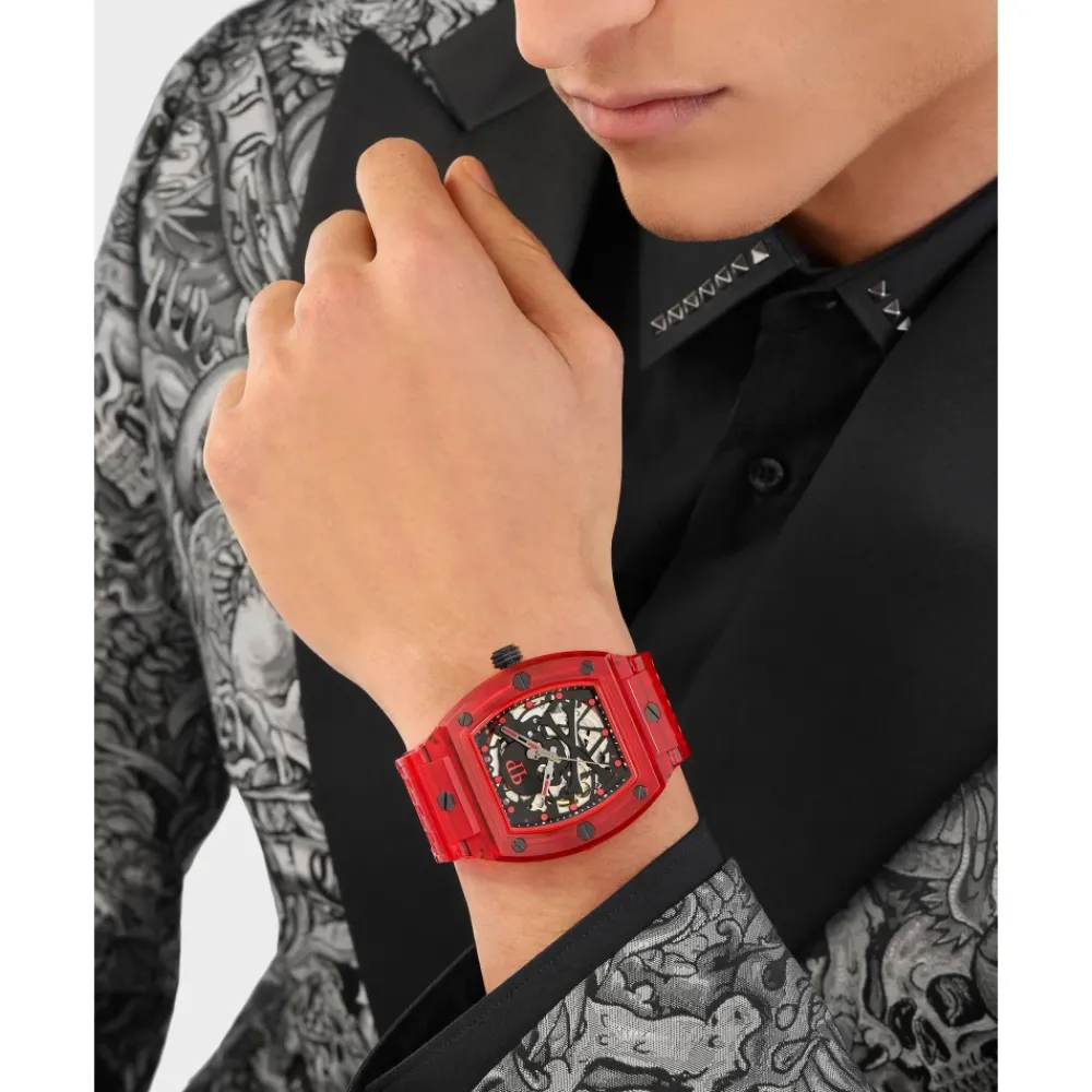 Ure^Philipp Plein Automatisk herreur The $keleton Crystal Rød