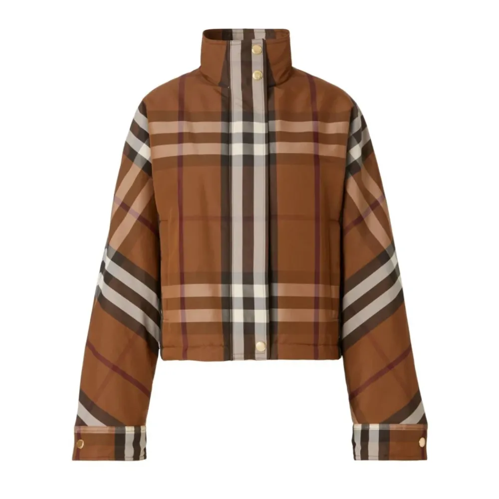 Jakker<Burberry Ayton Check Zip-Up Jakke Brun