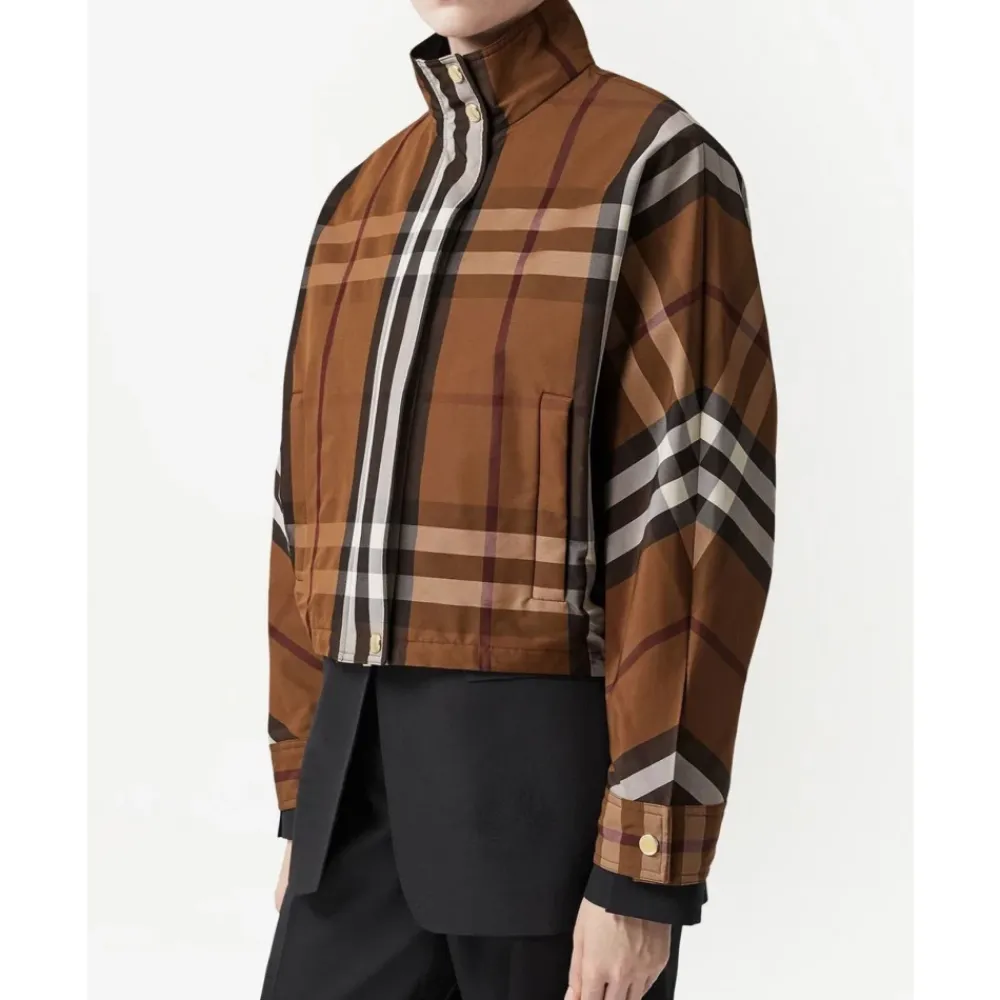 Jakker<Burberry Ayton Check Zip-Up Jakke Brun