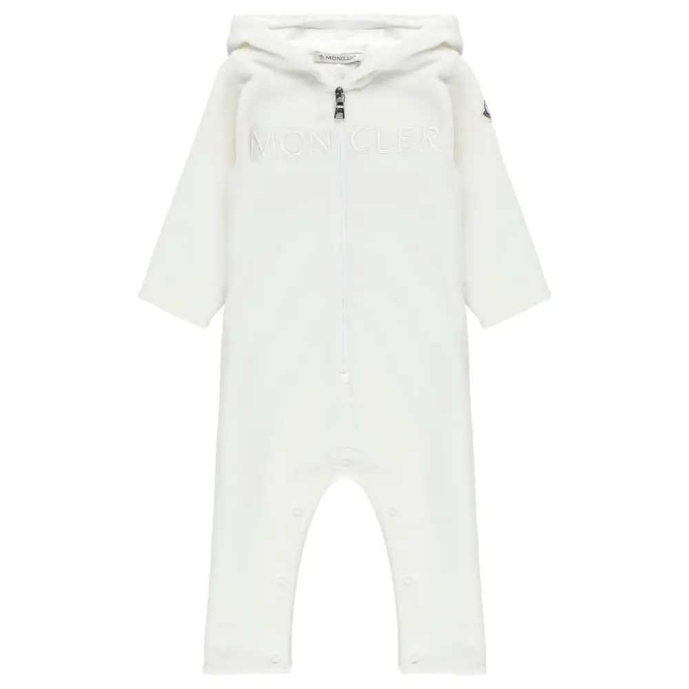 Bodystocking & Sæt^Moncler Baby hættet kjole med logo patch Beige