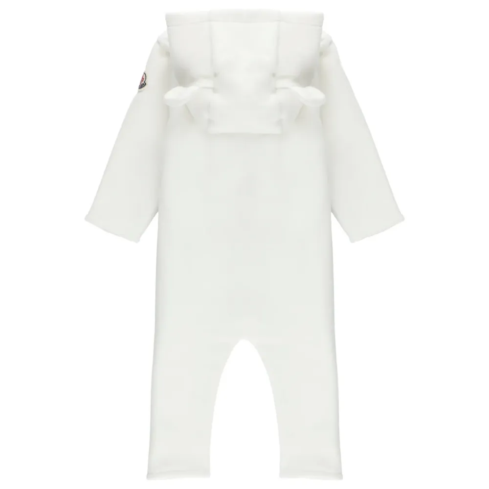 Bodystocking & Sæt^Moncler Baby hættet kjole med logo patch Beige
