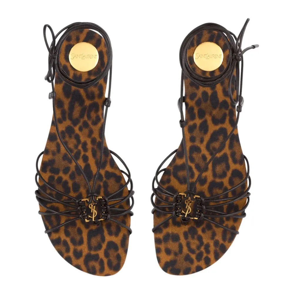 Sandaler<Saint Laurent Babylone Flat Sandal Brun