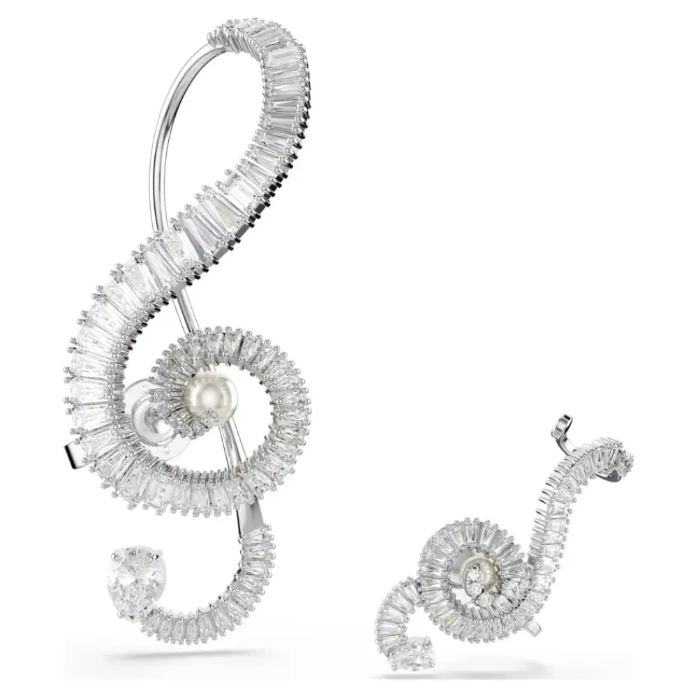 Smykker^Swarovski Baguette‑Cut Krystal Clip Øreringe Grå