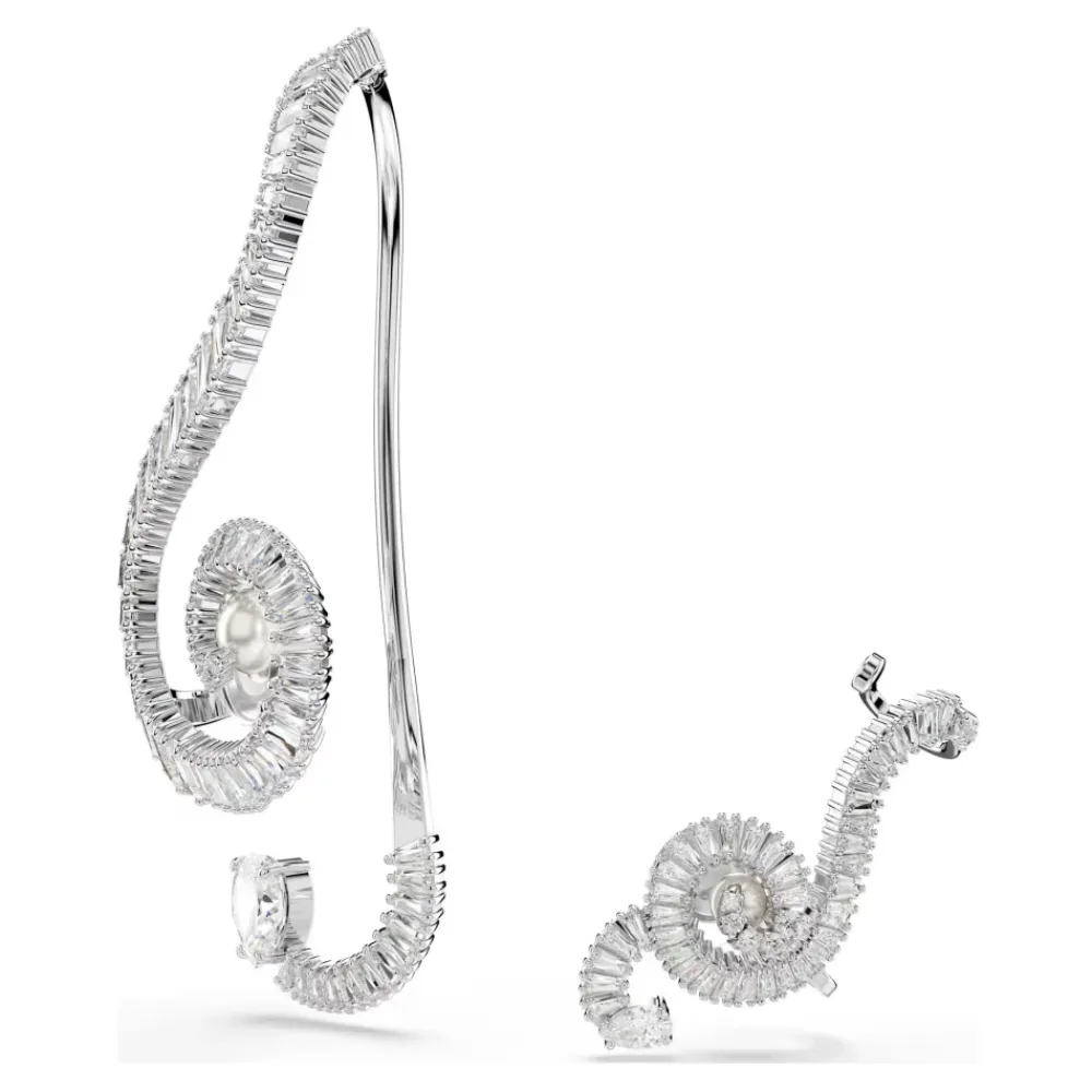 Smykker^Swarovski Baguette‑Cut Krystal Clip Øreringe Grå