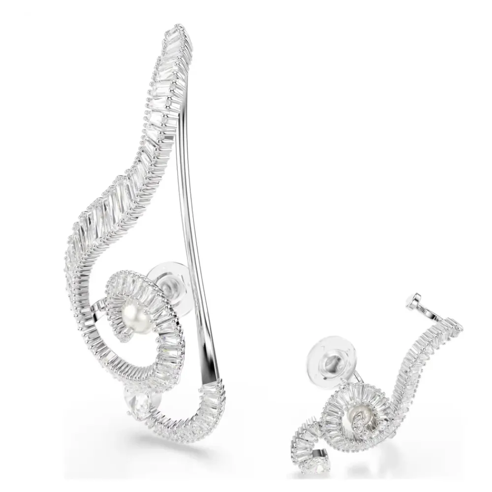 Smykker^Swarovski Baguette‑Cut Krystal Clip Øreringe Grå