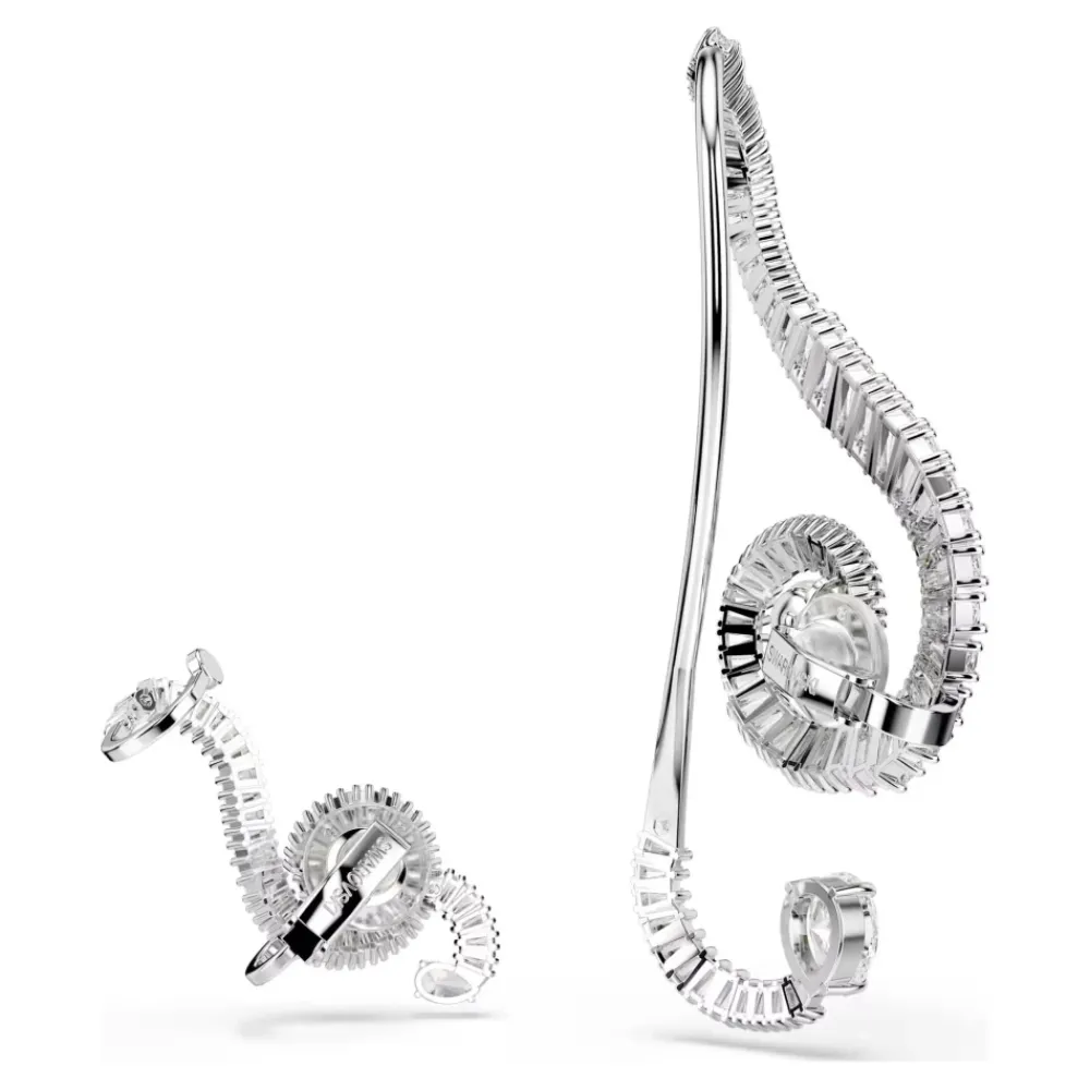 Smykker^Swarovski Baguette‑Cut Krystal Clip Øreringe Grå