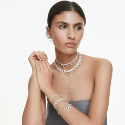 Smykker^Swarovski Baguette‑Cut Krystal Clip Øreringe Grå