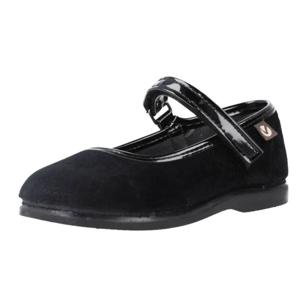 Pæne Sko<Victoria Ballet Flats med Ankelrem Sort