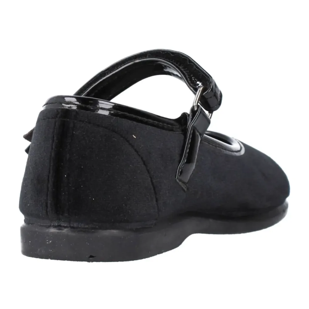 Pæne Sko<Victoria Ballet Flats med Ankelrem Sort