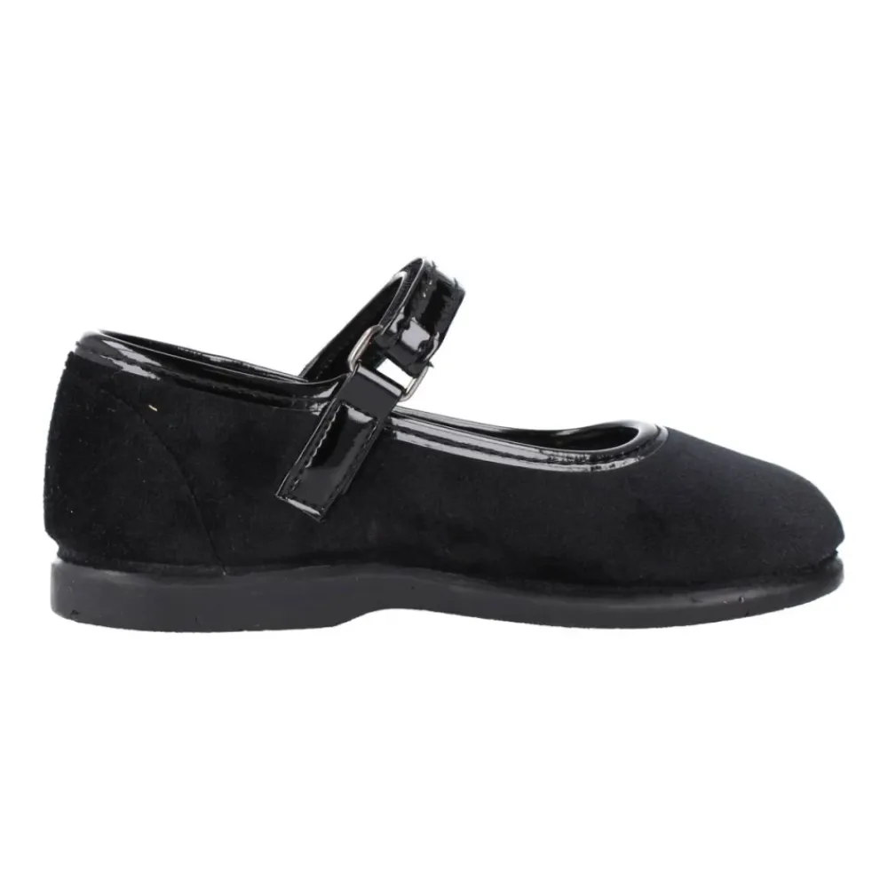 Pæne Sko<Victoria Ballet Flats med Ankelrem Sort