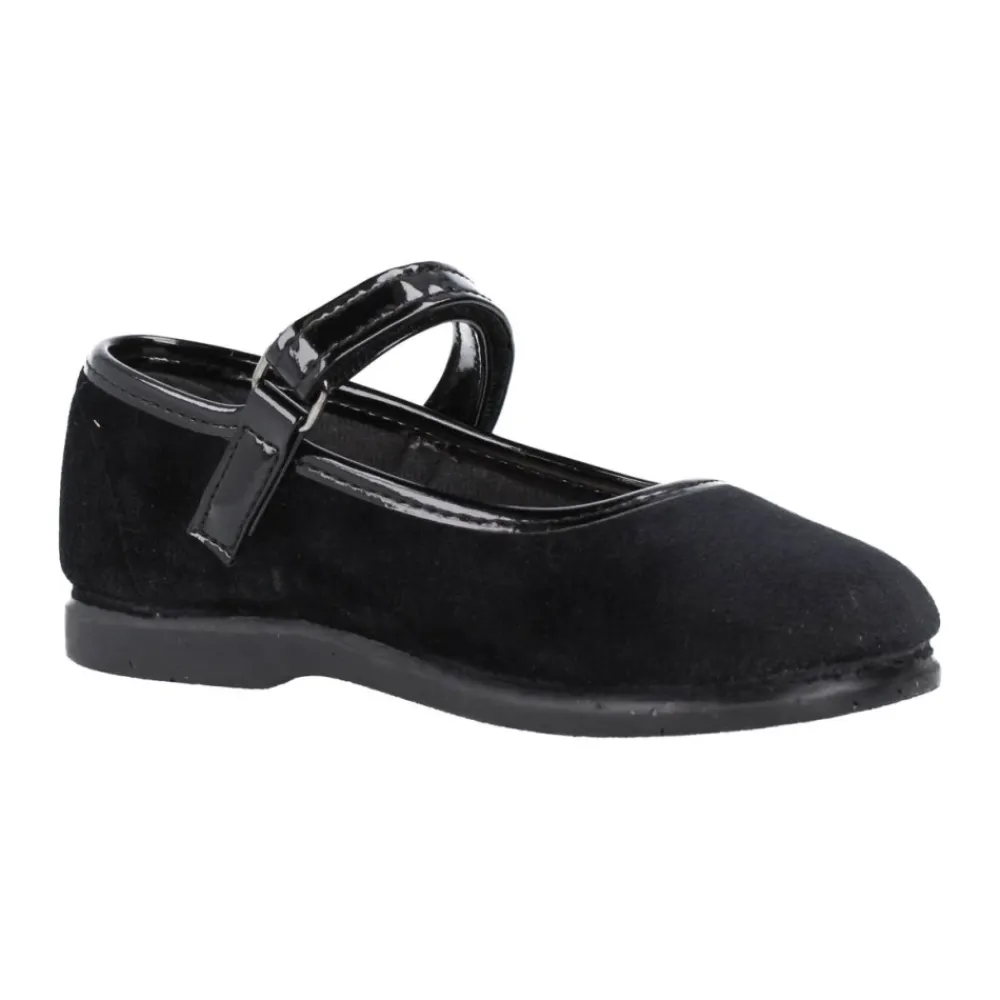 Pæne Sko<Victoria Ballet Flats med Ankelrem Sort