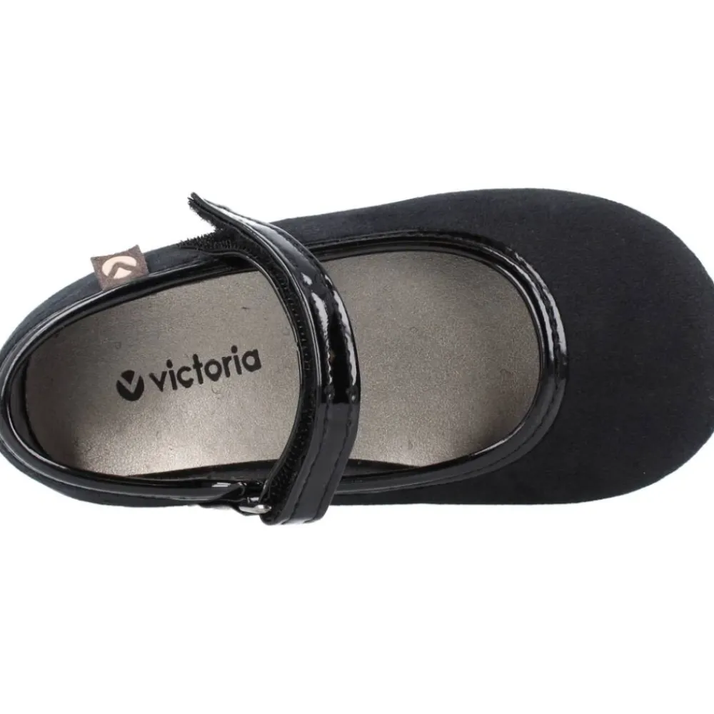 Pæne Sko<Victoria Ballet Flats med Ankelrem Sort