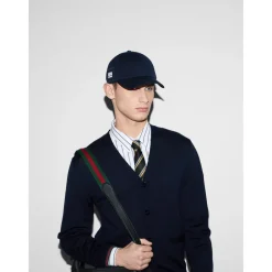 Huer, Kasketter & Hatte<Gucci Baseballkasket i bomuldscanvas Blå