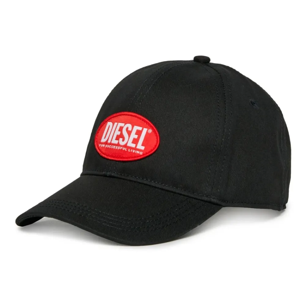 Huer & Kasketter<Diesel Baseballkasket i gabardine med kontrasterende label Sort